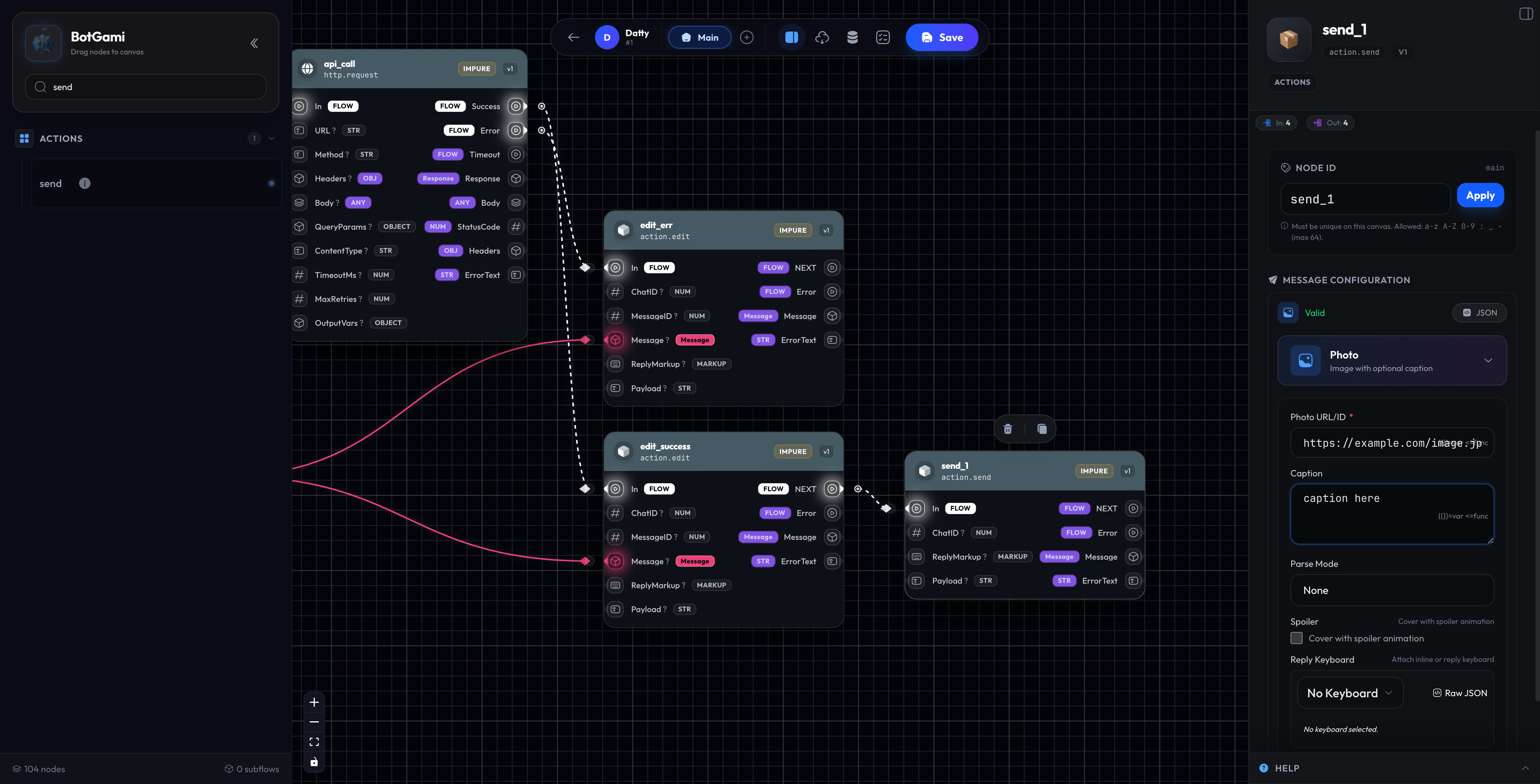 Message being edited to show progress updates