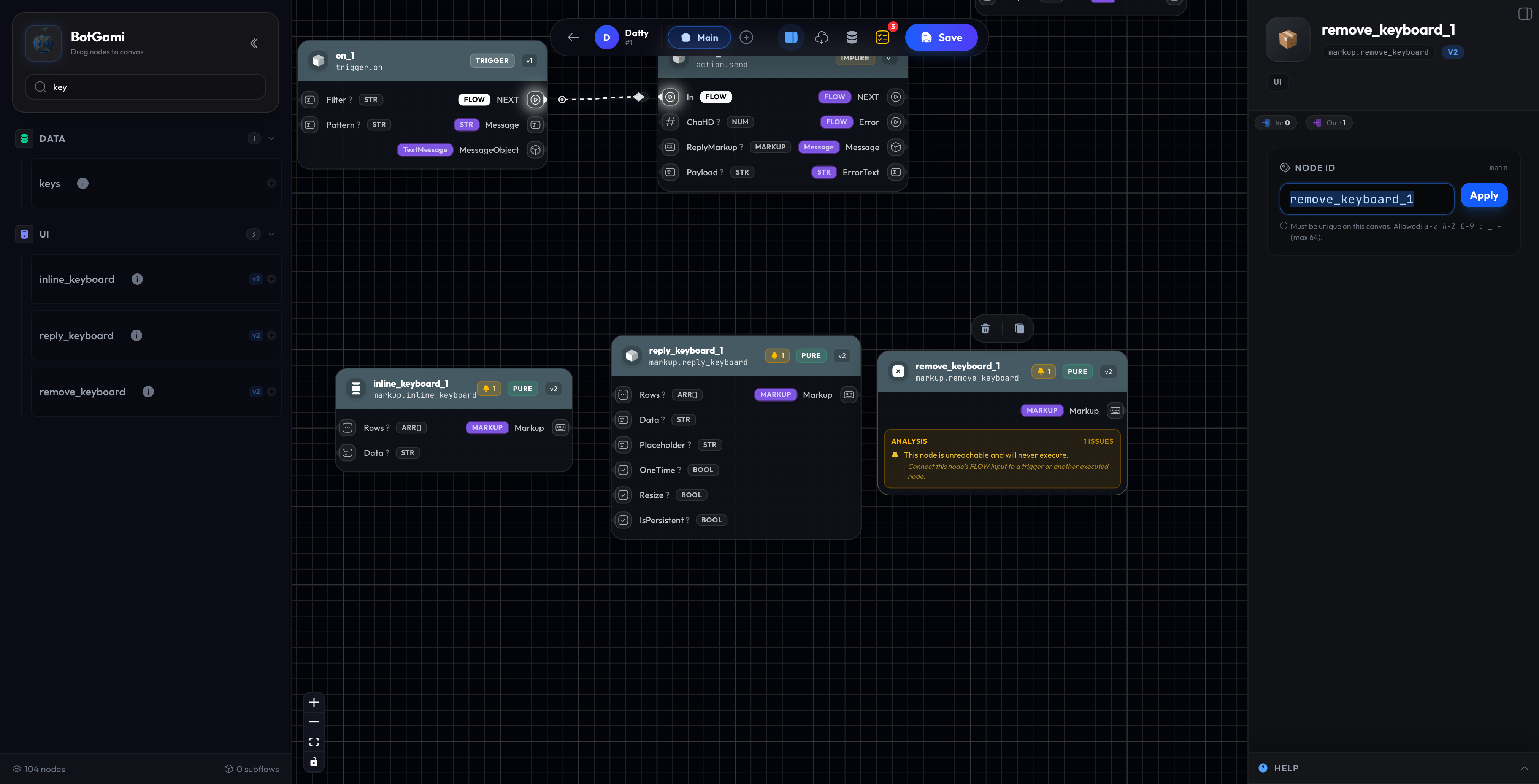 Example of multi-level menu with back navigation
